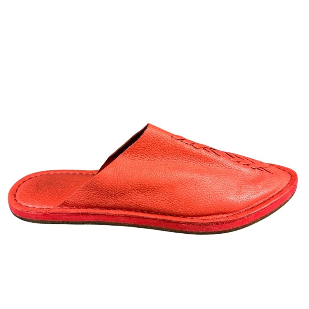 Free People Red Leather Braided Pointed Toe Mules Flats Womens 7.5